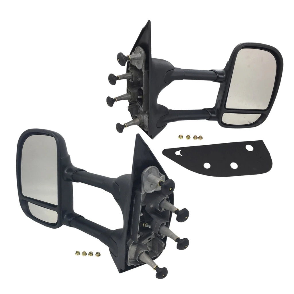 Pair Manual Towing Telescopic Side View Mirror FO1320238 for Ford E Series (2003–2016)