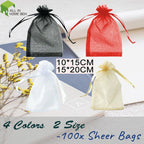 Set of 100 Organza Bags for Jewellery Wedding Candy Packaging