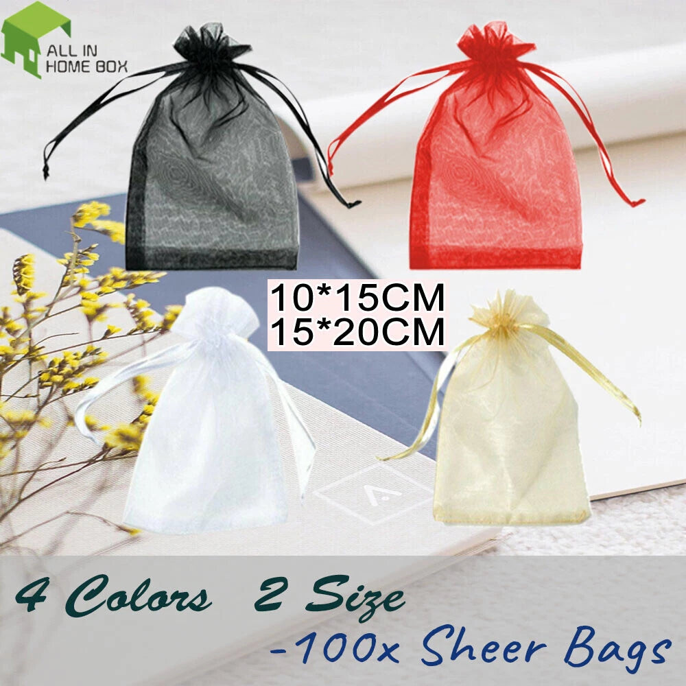 Set of 100 Organza Bags for Jewellery Wedding Candy Packaging