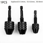 1/4in Keyless Chuck Conversion Hex Shank Adapter Drill Bits Quick Change Driver