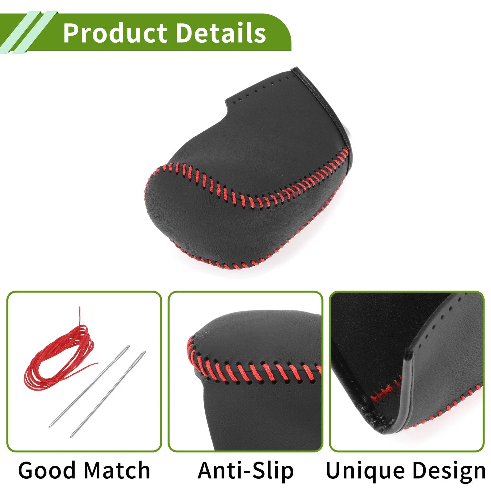 Gear Shift Knob Cover for Nissan Altima (2013–2018) Black Red Faux Leather