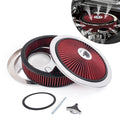 14" x 3" Red Round Washable Air Cleaner with Chrome Lid for SBC BBC