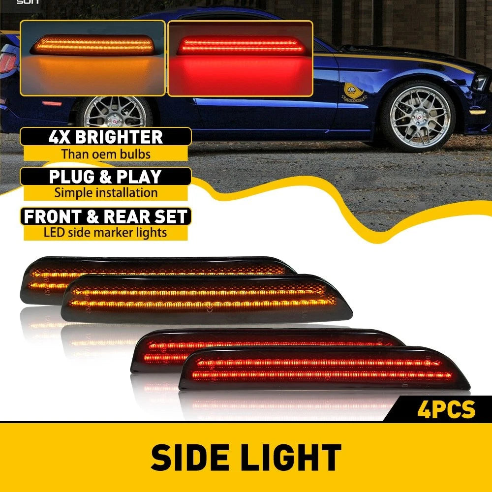 Set of 2 Smoked LED Marker Side Lights for Ford Mustang (2010–2014)