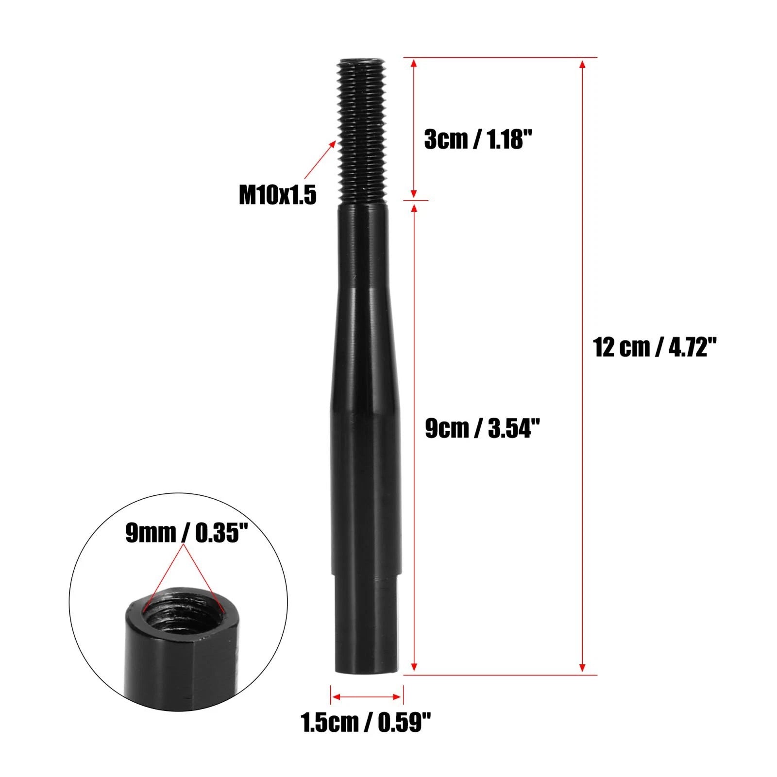 Gear Shift Knob Extender for Honda Civic Fit (M10X1.5) Black