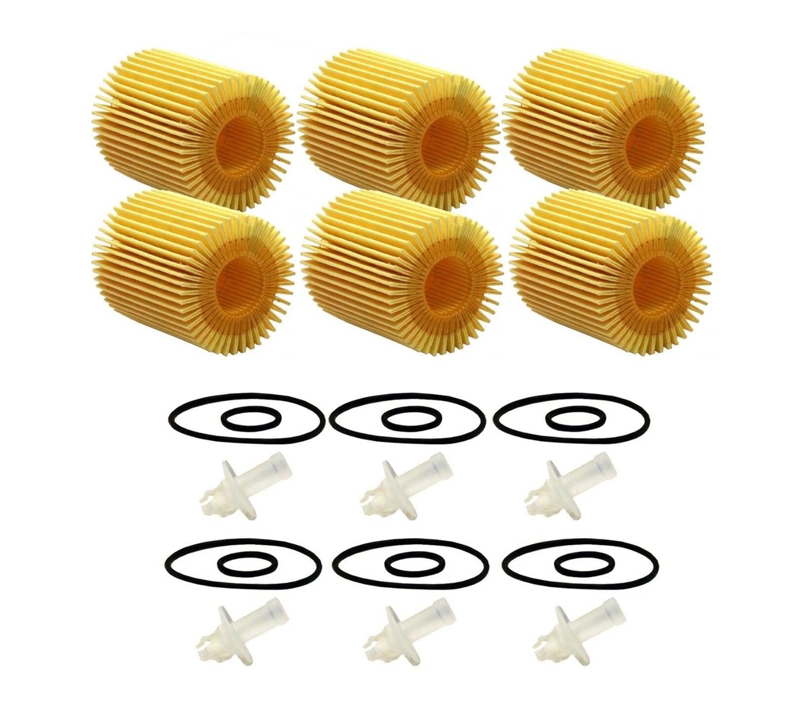 Set of 6 Engine Oil Filters for Lexus Toyota (Metal Free)