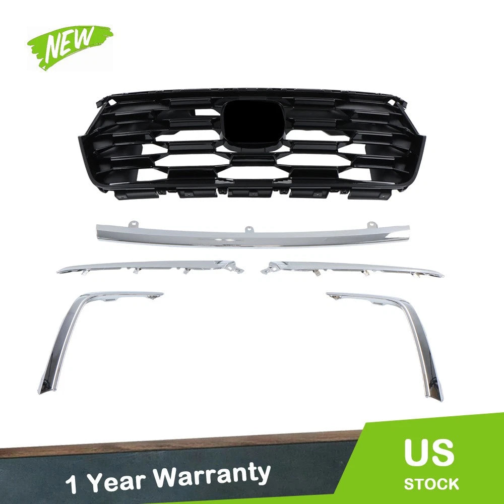 Glossy Black Grille with Chrome Trim for Honda Pilot (2023–2025)