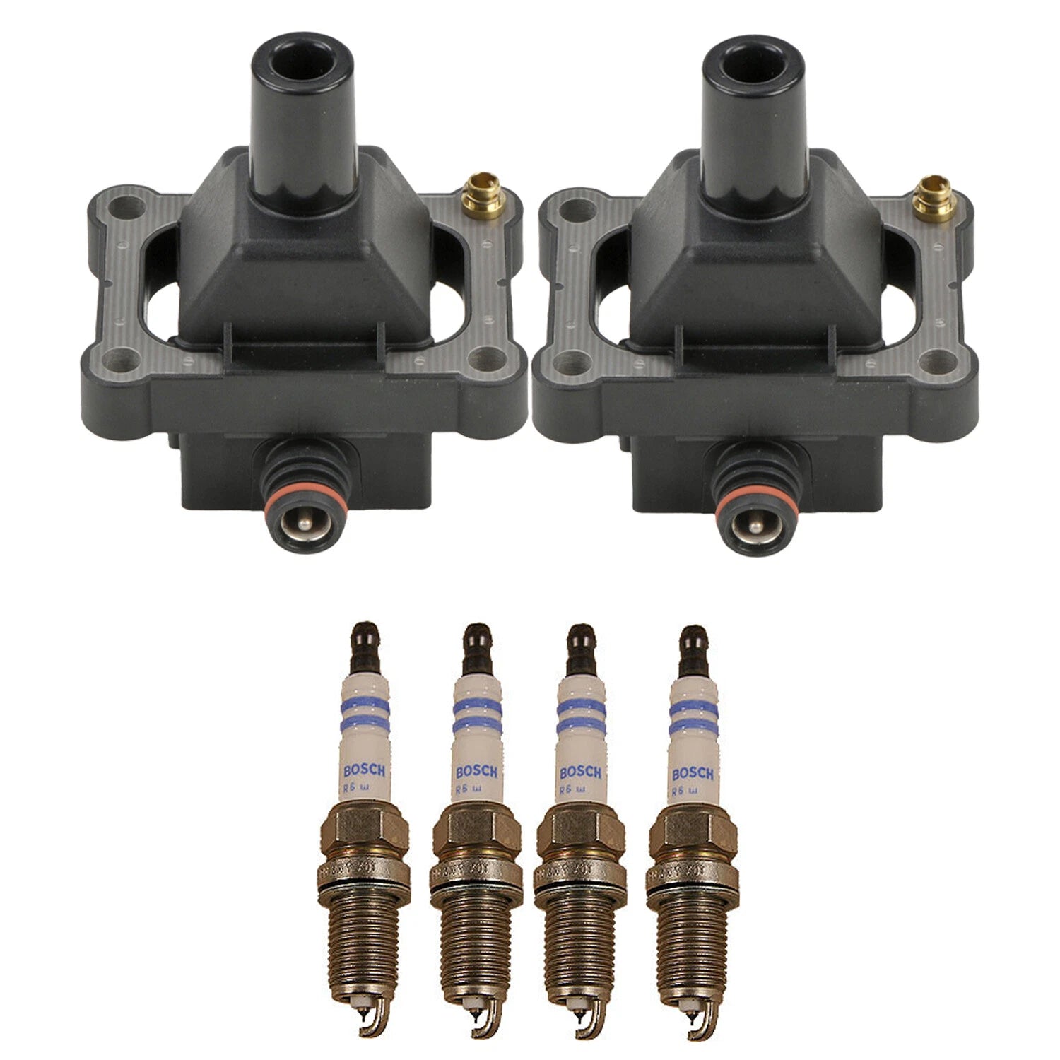 2X Ignition Coil & Double Iridium Spark Plug Kit for Mercedes SLK230 (2000)