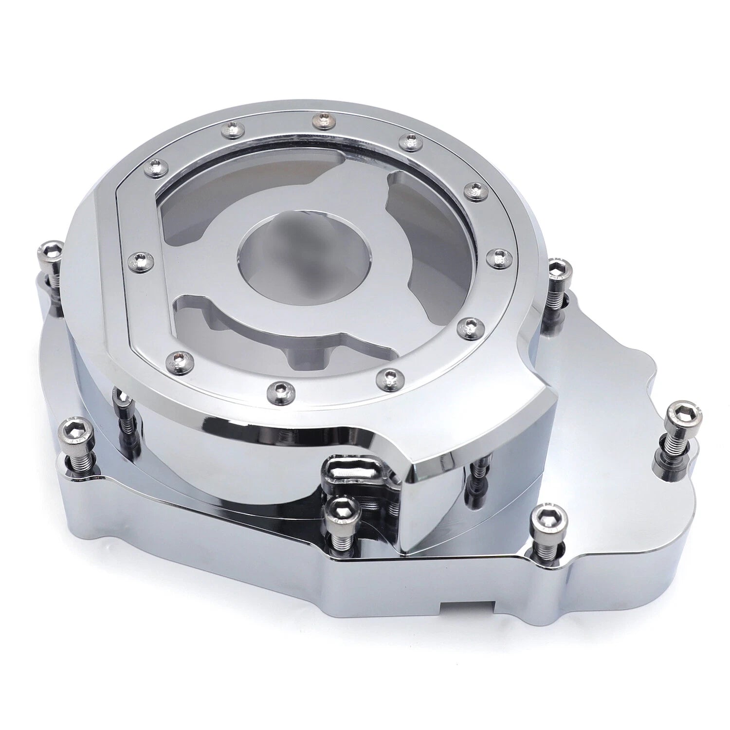 Chrome CNC Clear Left Engine Stator Cover for Kawasaki ZX-6R/ZX636 (2003–2004)