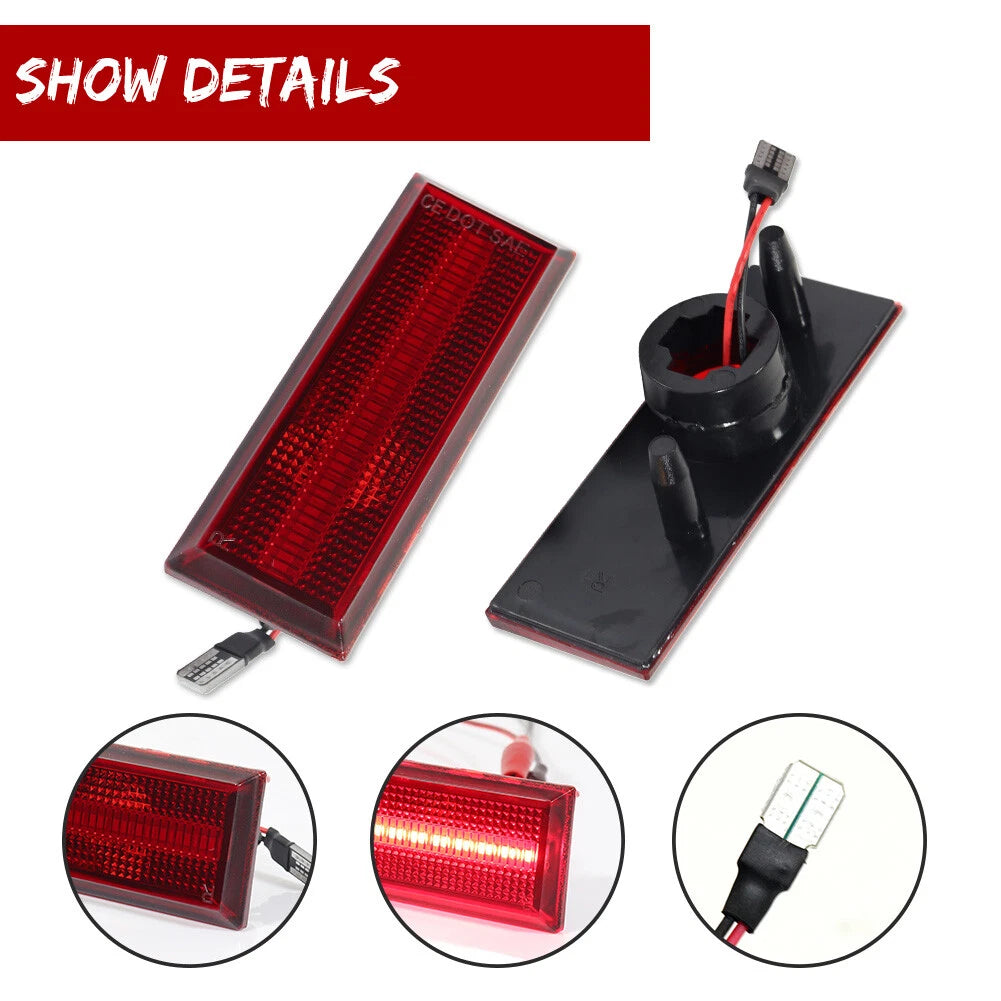 2X Red Lens LED Rear Side Marker Lights for Oldsmobile Cutlass (1981–1988)