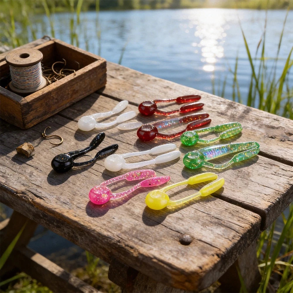 20PCS TPE Soft Floating Worm Lures for Bass Trout Fishing