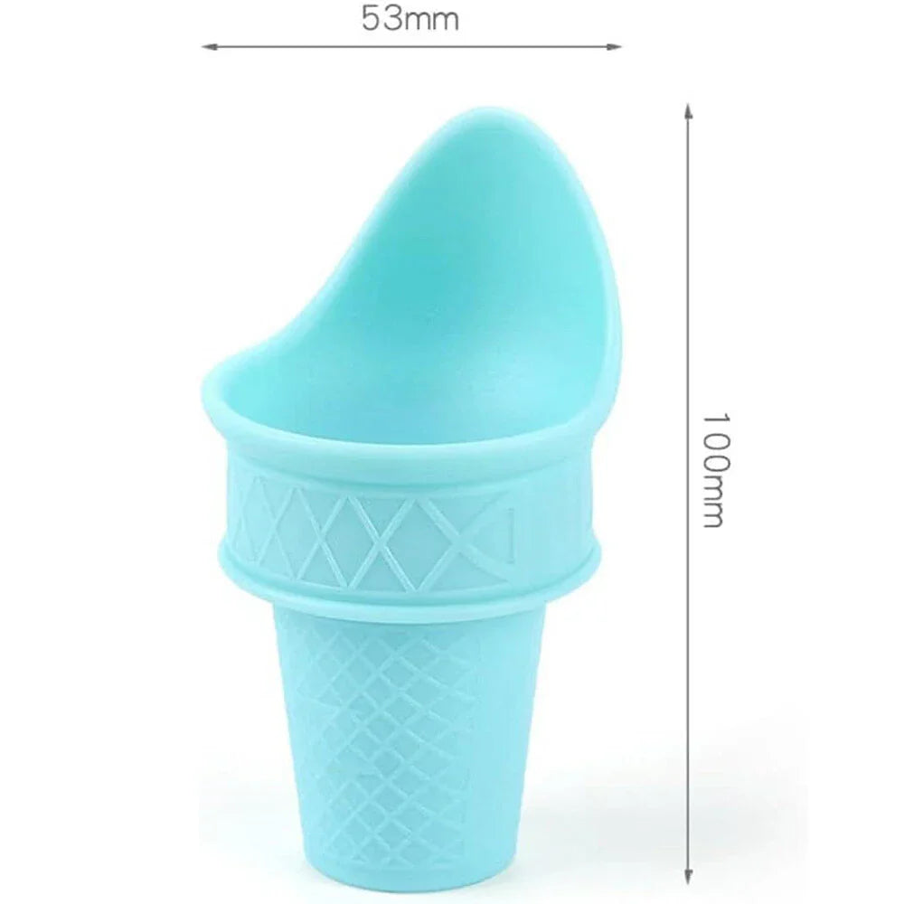 4 x Reusable Mini Ice Cream Cone Scoop Holders for Birthday Party Pink & Blue