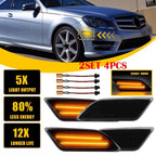 4X Amber LED Side Marker Lights for Benz W204 C250 C300 C350 (2012–2014)