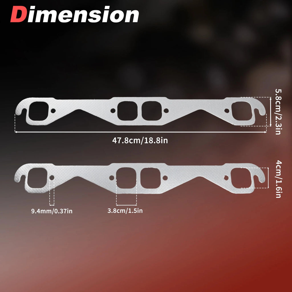 2X Exhaust Manifold Gasket for Chevy Isuzu Cadillac SBC Engine (1404)