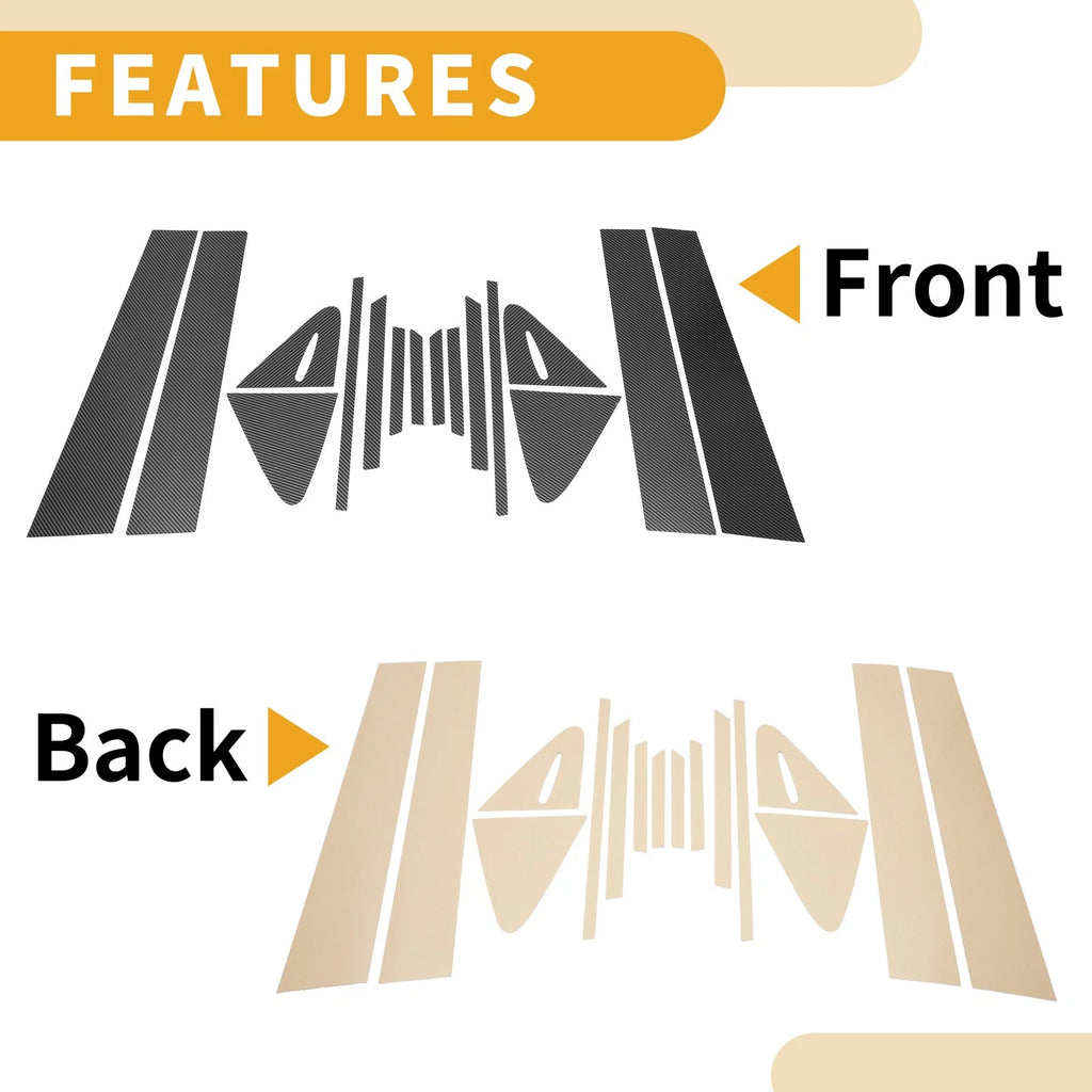 16 Pcs Door Pillar Window Trim for Toyota Corolla (2014–2021) Carbon Fiber