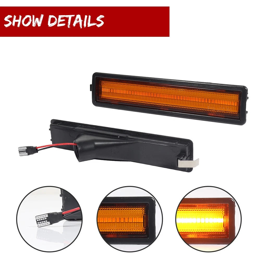 2X Amber LED Front Bumper Side Marker Lights for BMW E30 E32 E34 (1982–1996)