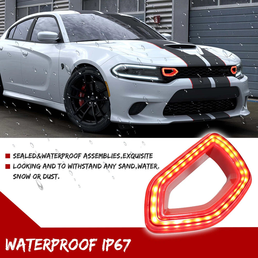 Dynamic Red LED DRL Grill Lights for Dodge Charger (2015–2023)