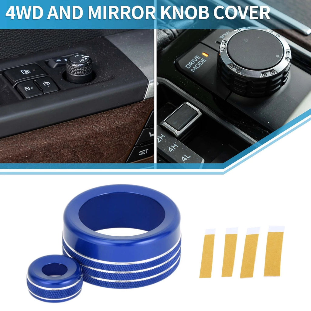 2X Drive Mode 4WD & Mirror Knob Cover for Toyota Tundra (2022–2023) Blue