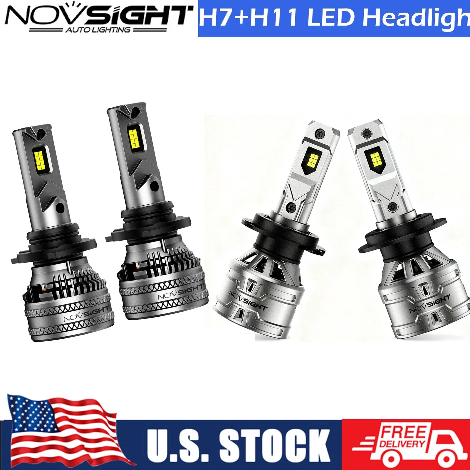 Set of 4 H7 H11 6000K LED Headlight Bulbs for Chevy Traverse (2013–2018)