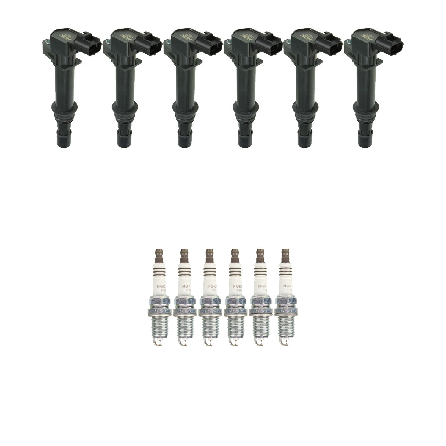 Set of 6 NGK Ignition Coils & Ruthenium Spark Plugs for Dakota Ram 1500 Liberty (2000–2011)