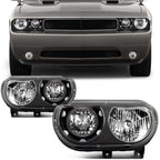 Set of 2 Black Housing Headlights Assembly for Dodge Challenger (2008–2014)