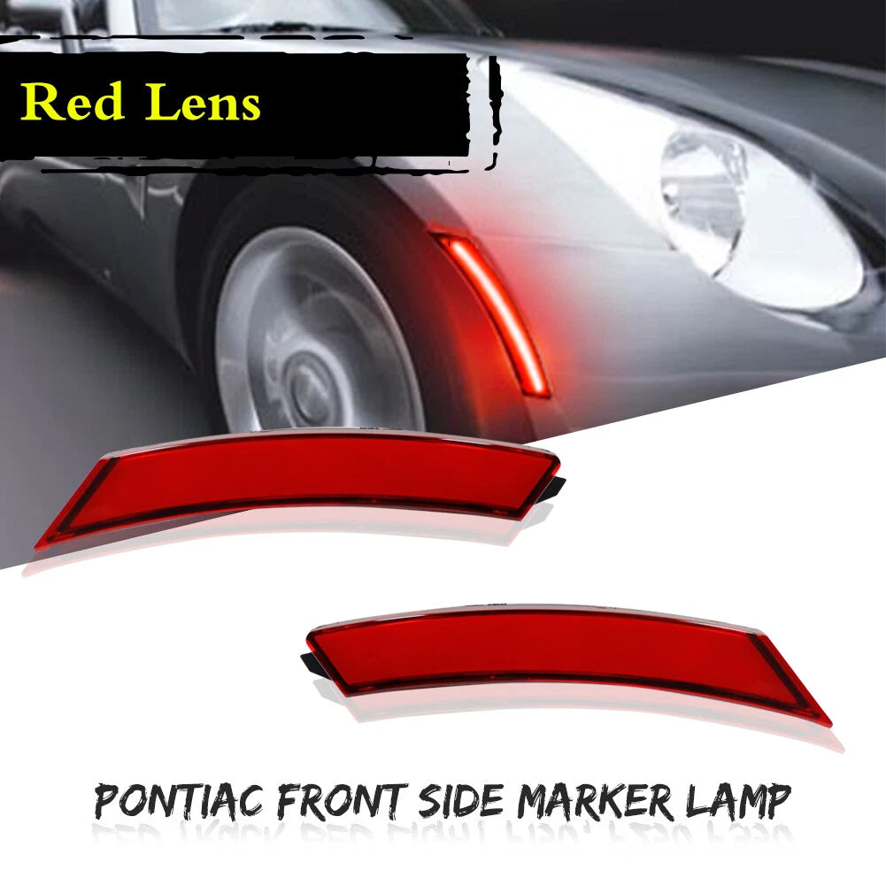 2X Red LED Front Side Marker Lights for Pontiac Solstice (2006–2010)