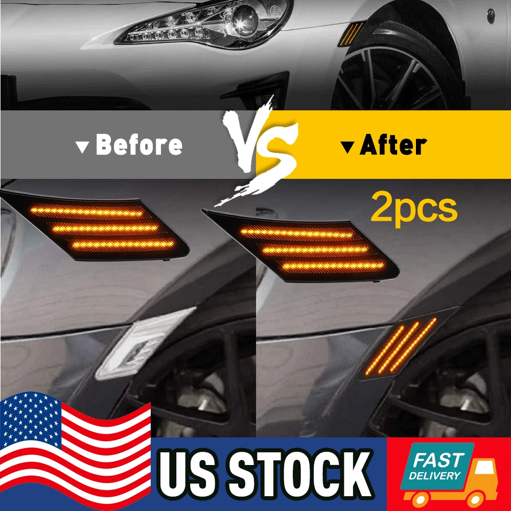 Sequential Smoked LED Side Marker Lights for Subaru BRZ Scion FRS 86