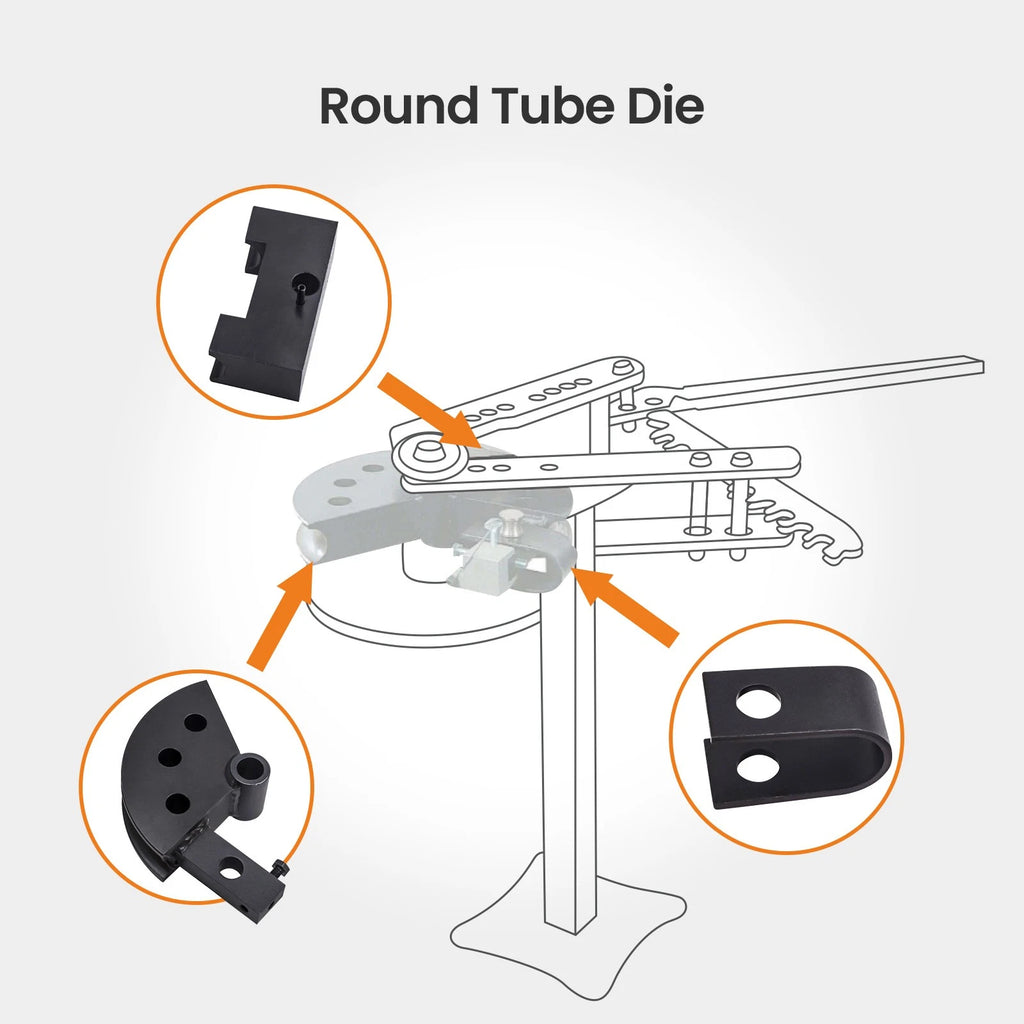 Tube Bender Die Set for Round Tube (1.5 in x 5 in) 120° Radius for 3 Pcs