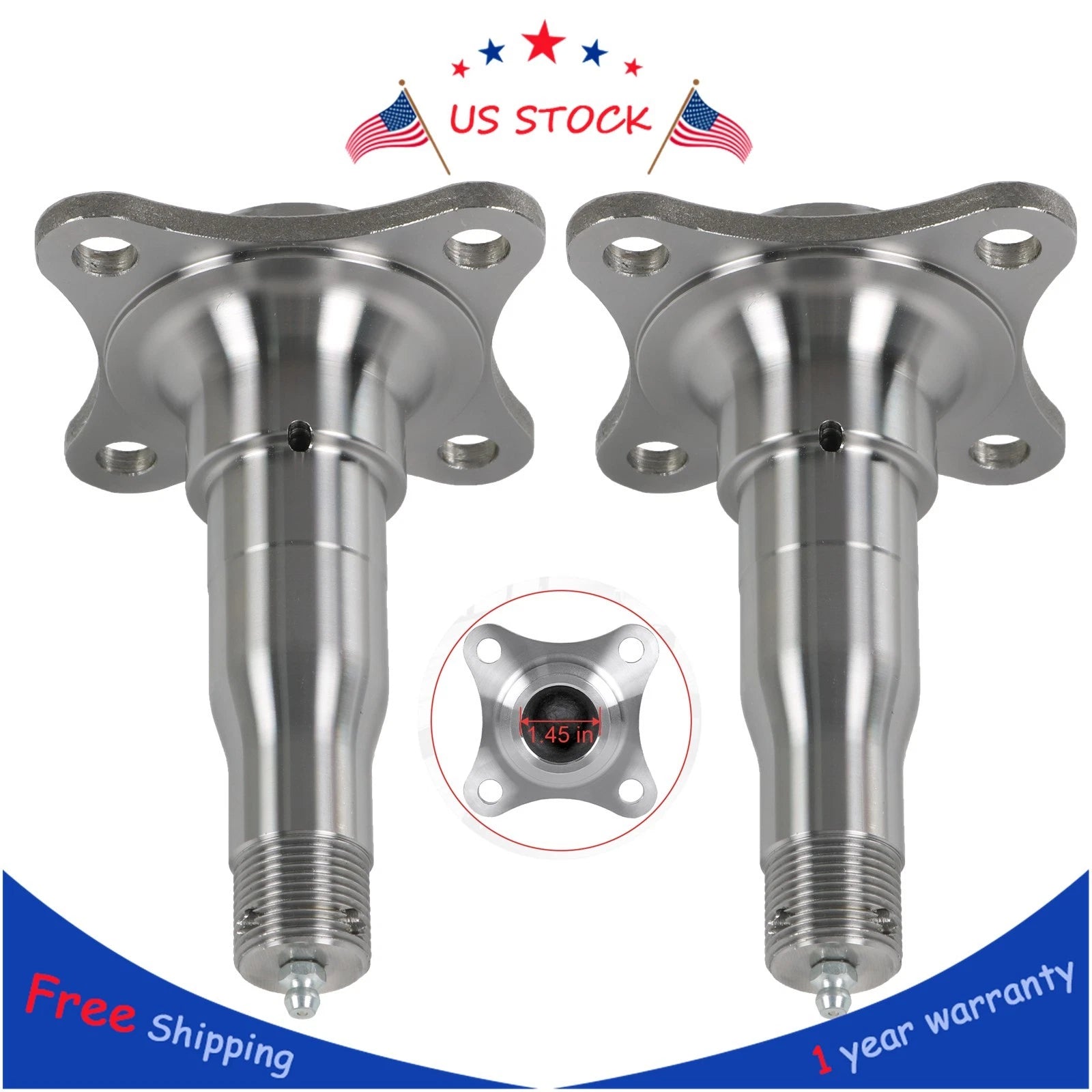2 Pack E-Z Lube Spindles with Brake Flange for 3500 lb Axle