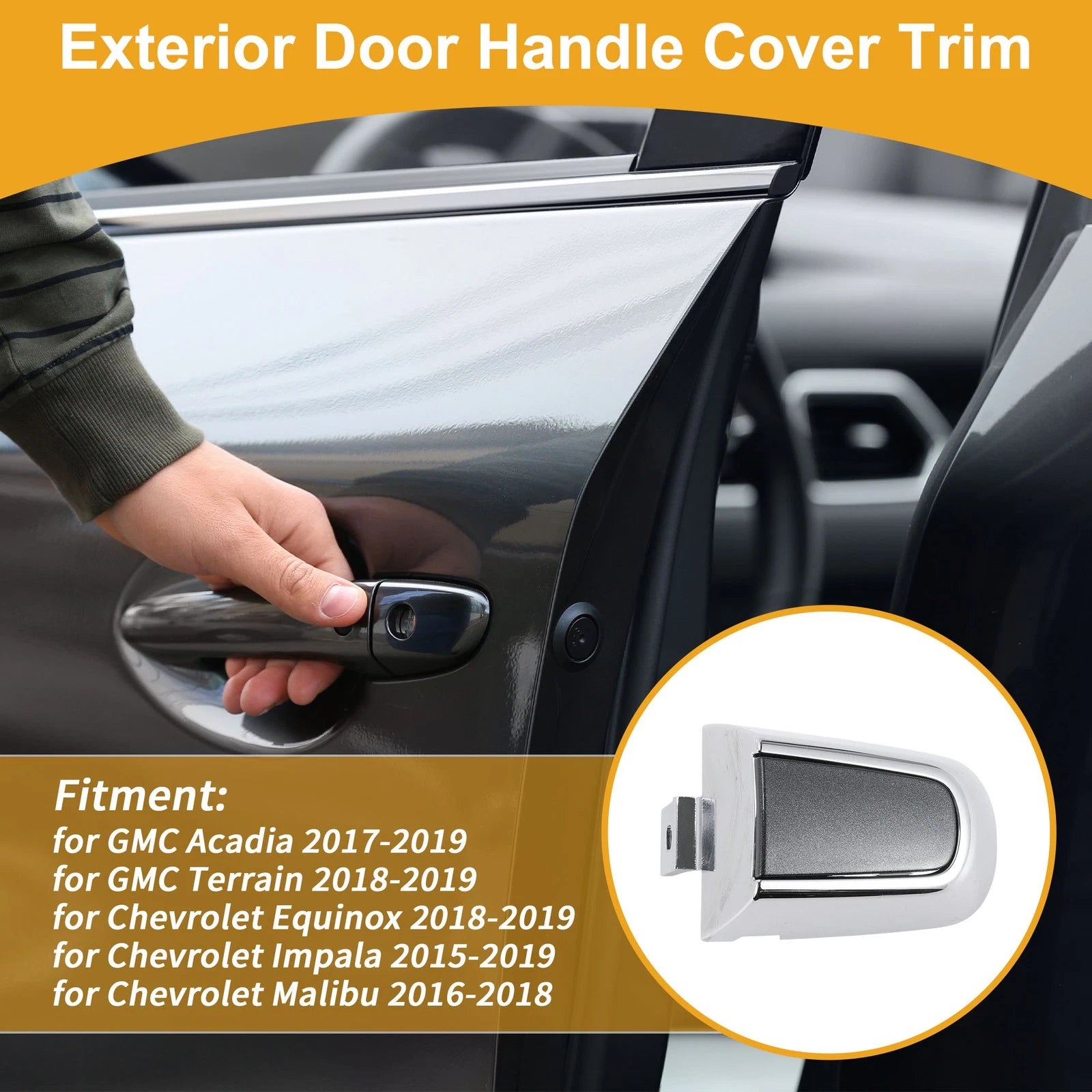 Exterior Door Handle Cover Trim for Chevrolet Malibu (2016–2018) Grey ABS