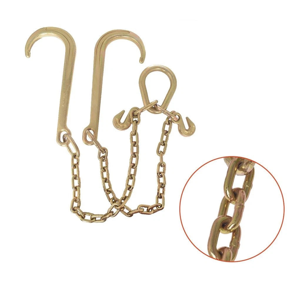 Set of 2 Tow Chains with J-Hooks for Flatbed Truck Rollback Wrecker