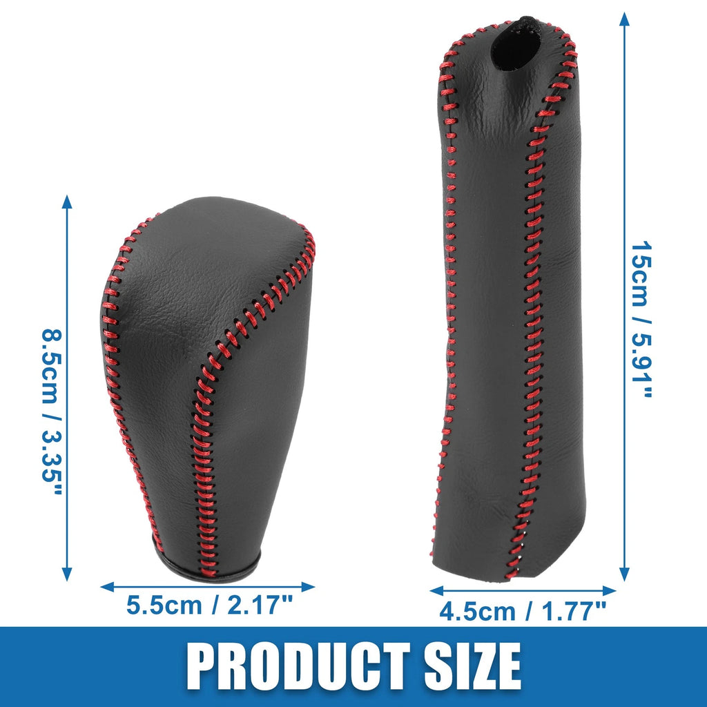 Set of 2 Gear Shifting Knob & Hand Brake Cover for Toyota Corolla (2014–2018) Black Red