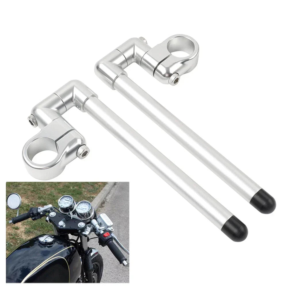 37MM Clip-On Handlebar for Universal Cafe Racer 7/8" Fork Tube Silver