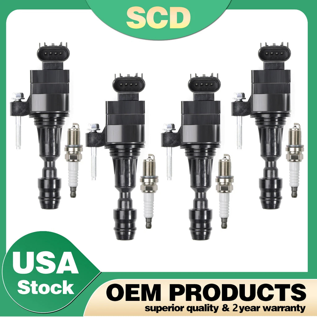 Set of 4 Ignition Coils & Spark Plugs UF491 for Chevy Equinox Buick Regal Saturn GMC (2005–2017)