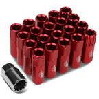 16 Pcs J2 7075 Forged Aluminum M12x1.5 Open-End Lug Nut Set w/4 Lock+Key Red