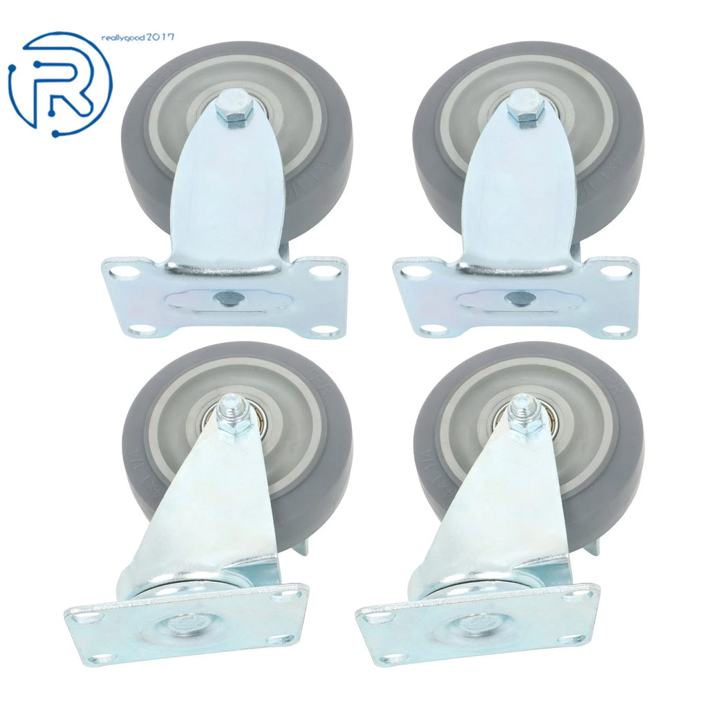 Set of 4 Heavy Duty 4-Inch Casters with Side Brakes