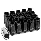 Open-End Aluminum Black Lug Nuts + Adapter M12x1.25 for