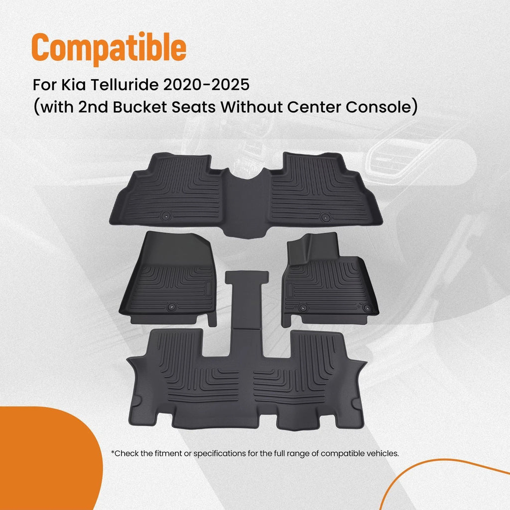 Set of 4 All-Weather Floor Mats for Kia Telluride (2020–2025) Rubber