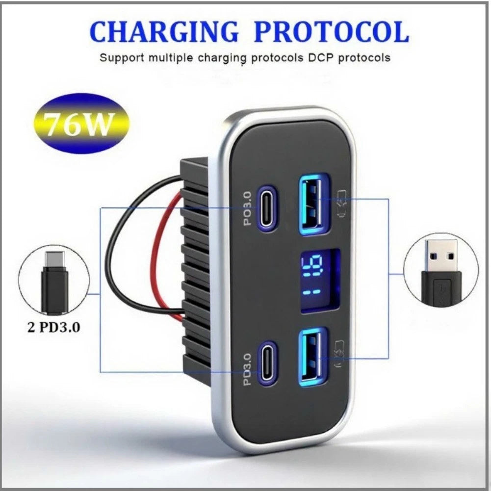 Dual PD 30 4 Port USB Charger for RV Marine Vehicles (2010–2023)