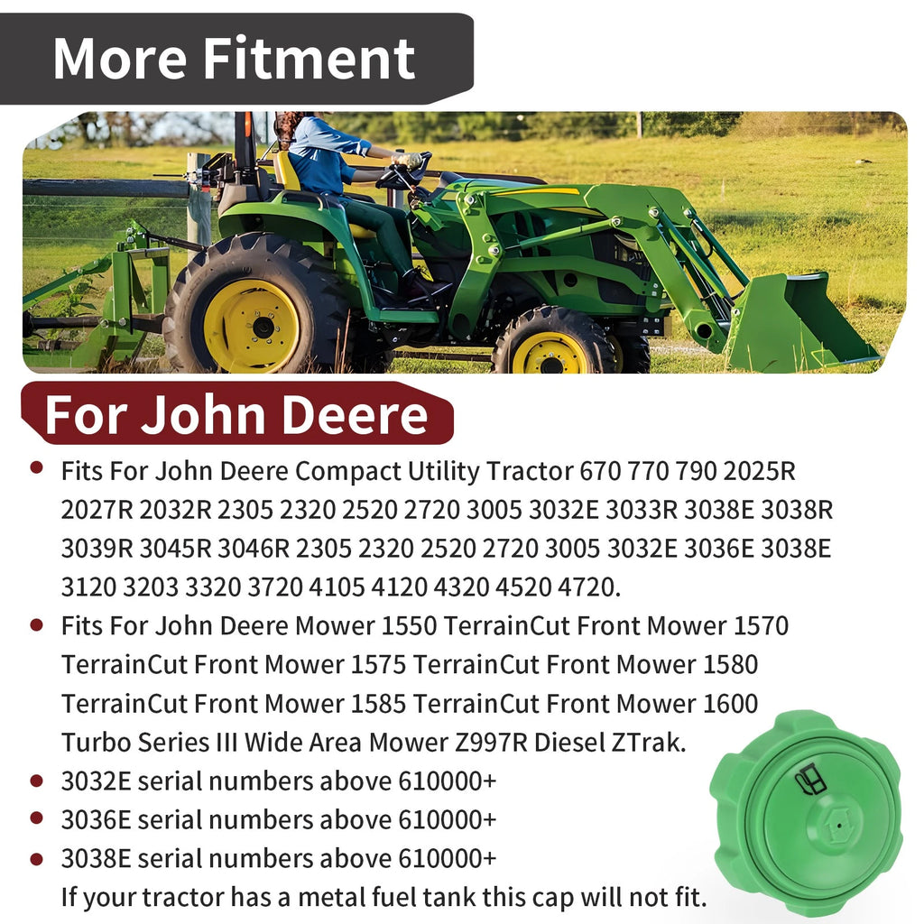 Diesel Fuel Cap for John Deere Compact Utility Tractors
