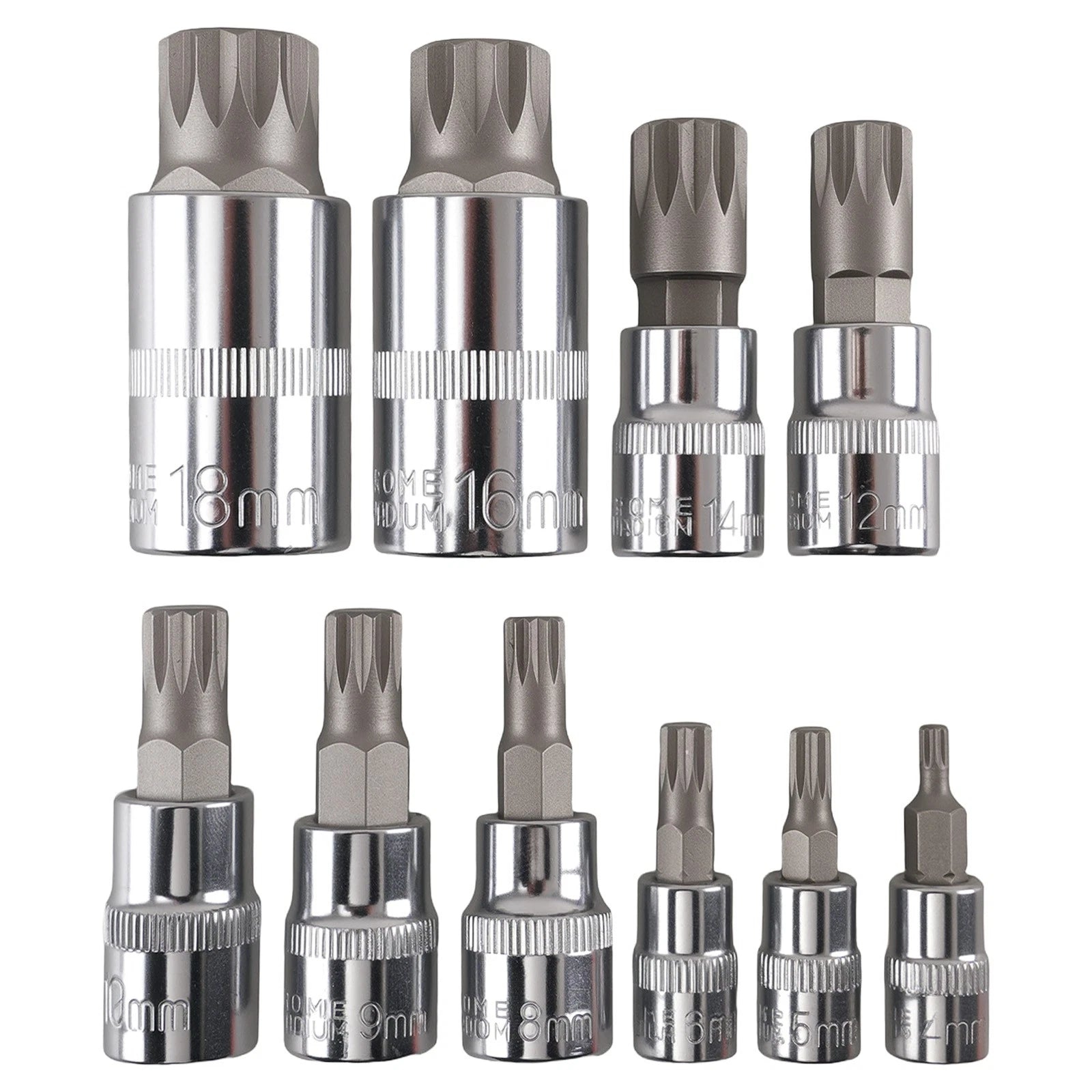 10PC Spline Triple Square Socket Bit Set for Automotive (M4-M18)