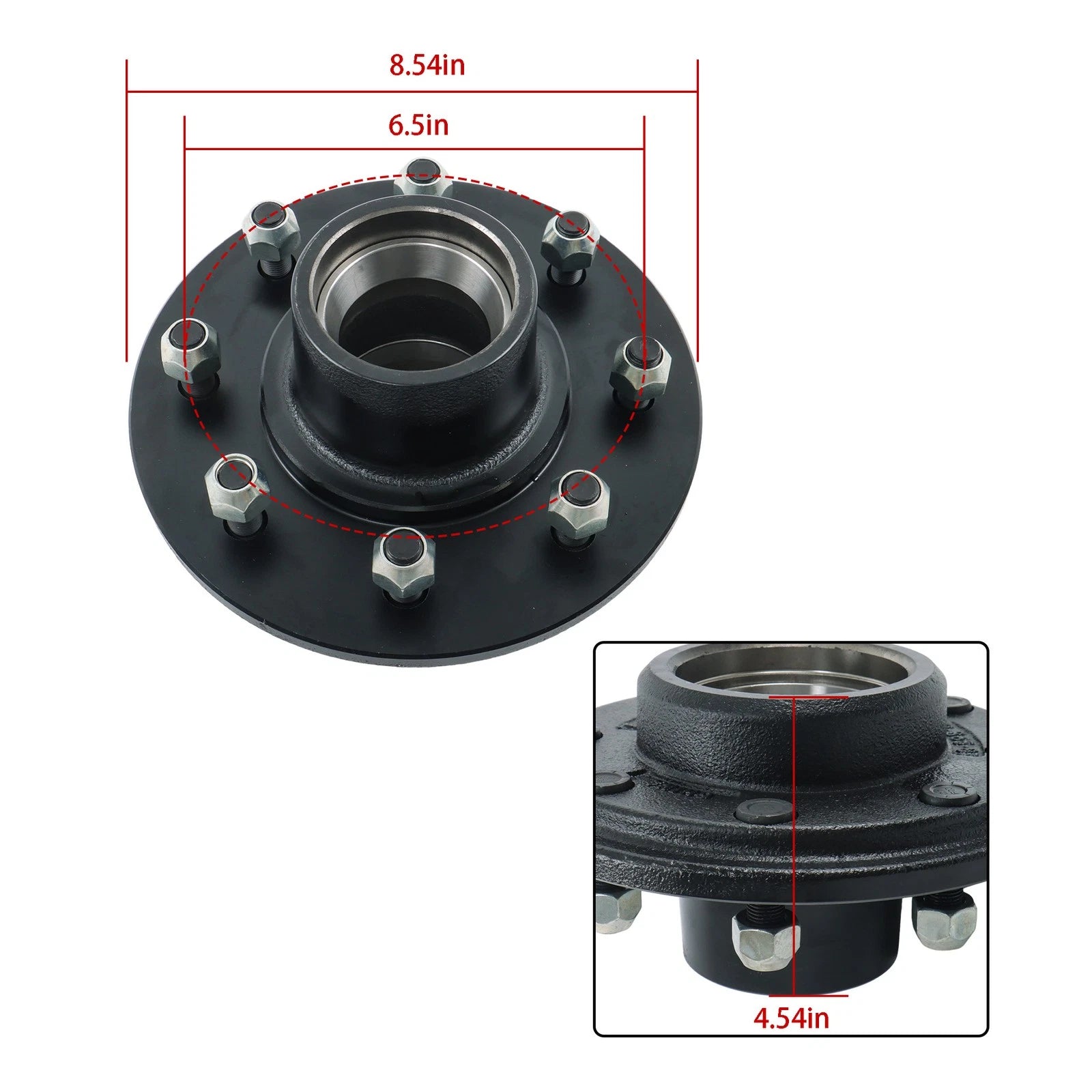 Trailer Hub Kit for 4000 lbs Trailer Axle (8 on 6.5" Circle)