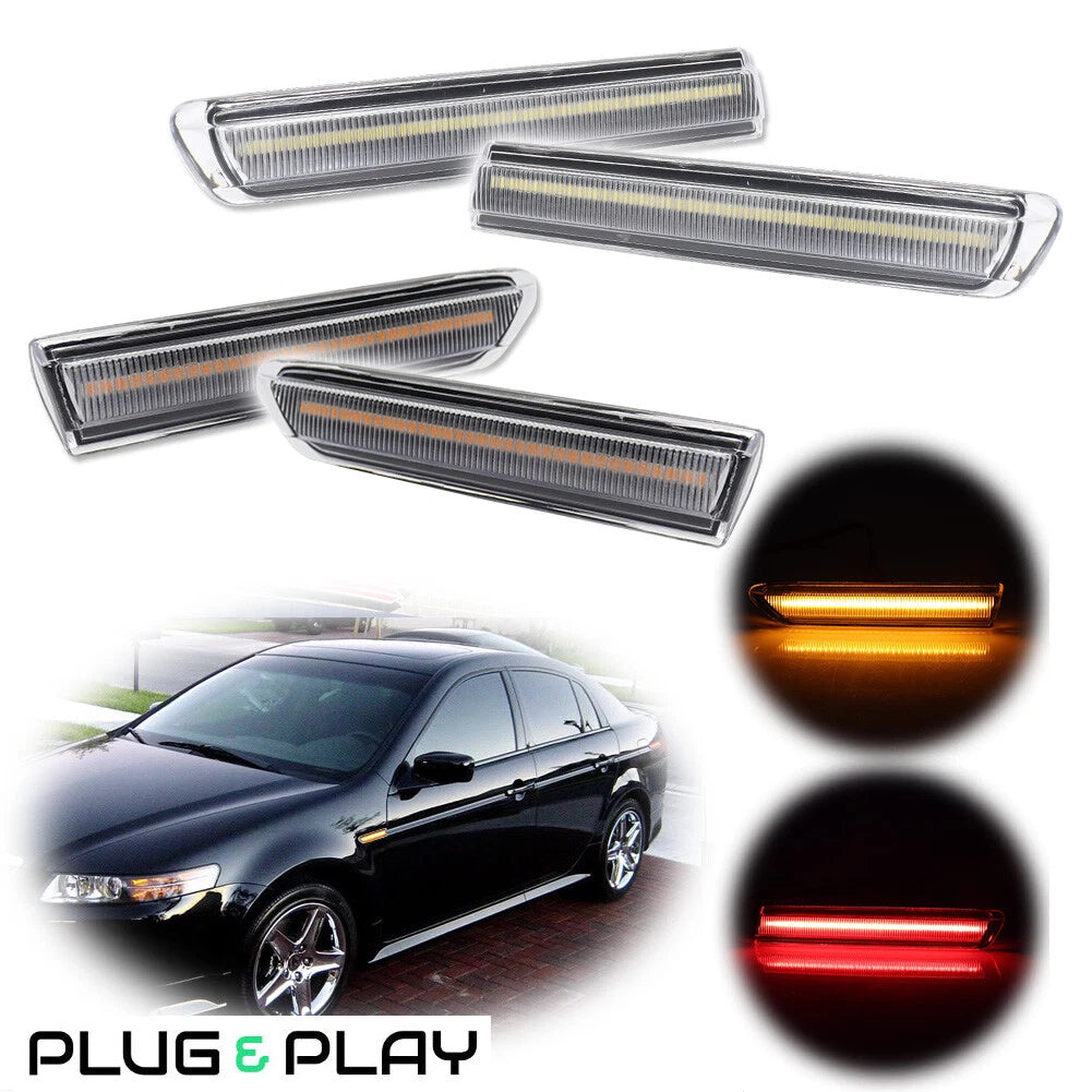 Amber Red LED Bumper Side Marker Indicator Lights for Acura TL (2004–2008)