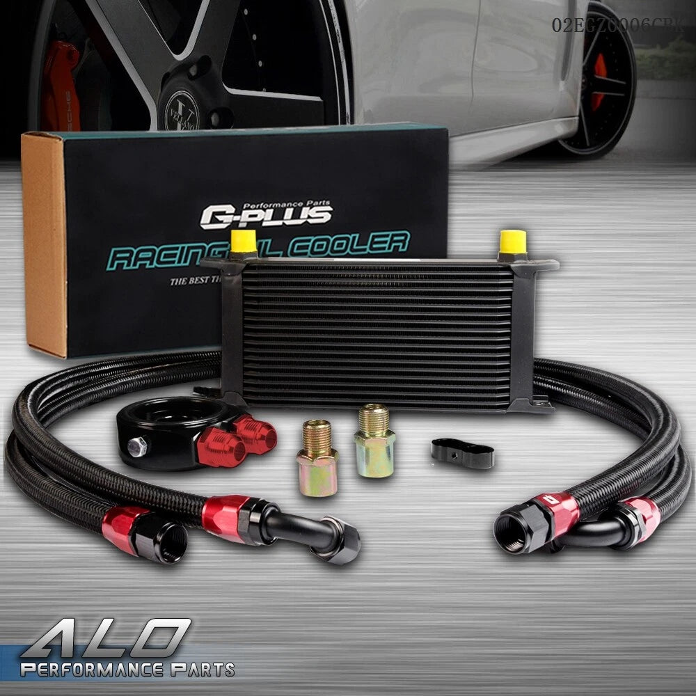 19 Row AN10 Aluminum Engine Oil Cooler Kit with Filter Adapter