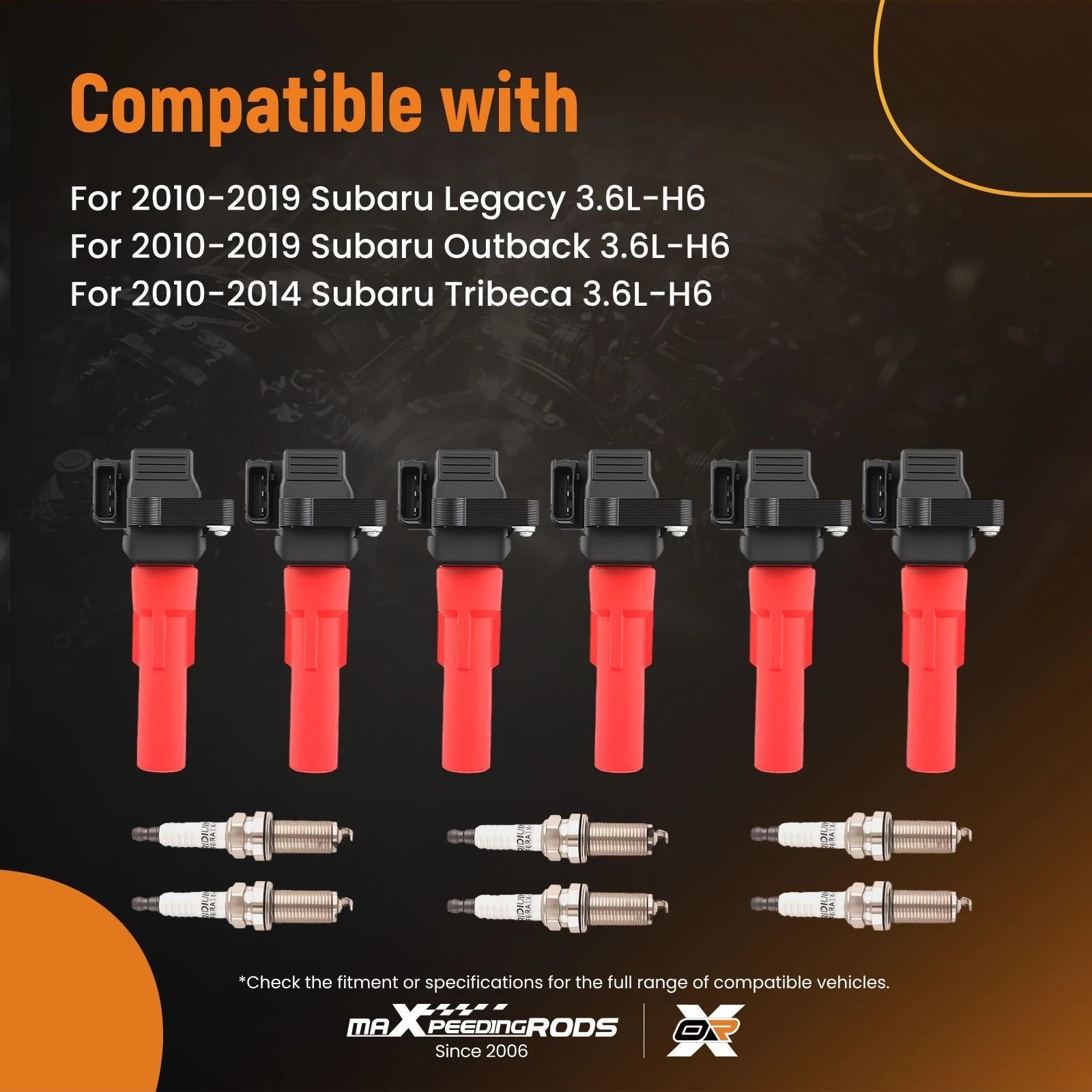 Set of 6 Ignition Coils & Spark Plugs for Subaru Outback Tribeca (2010–2019)