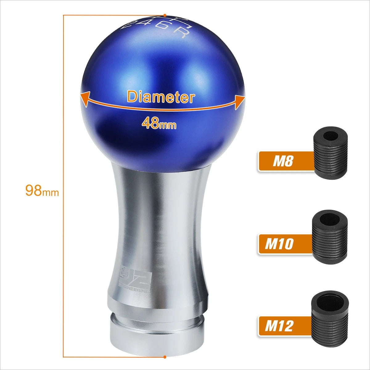 2-Piece Ball Teardrop Shift Knob for 6-Speed MT (M8 M10 M12) - Blue