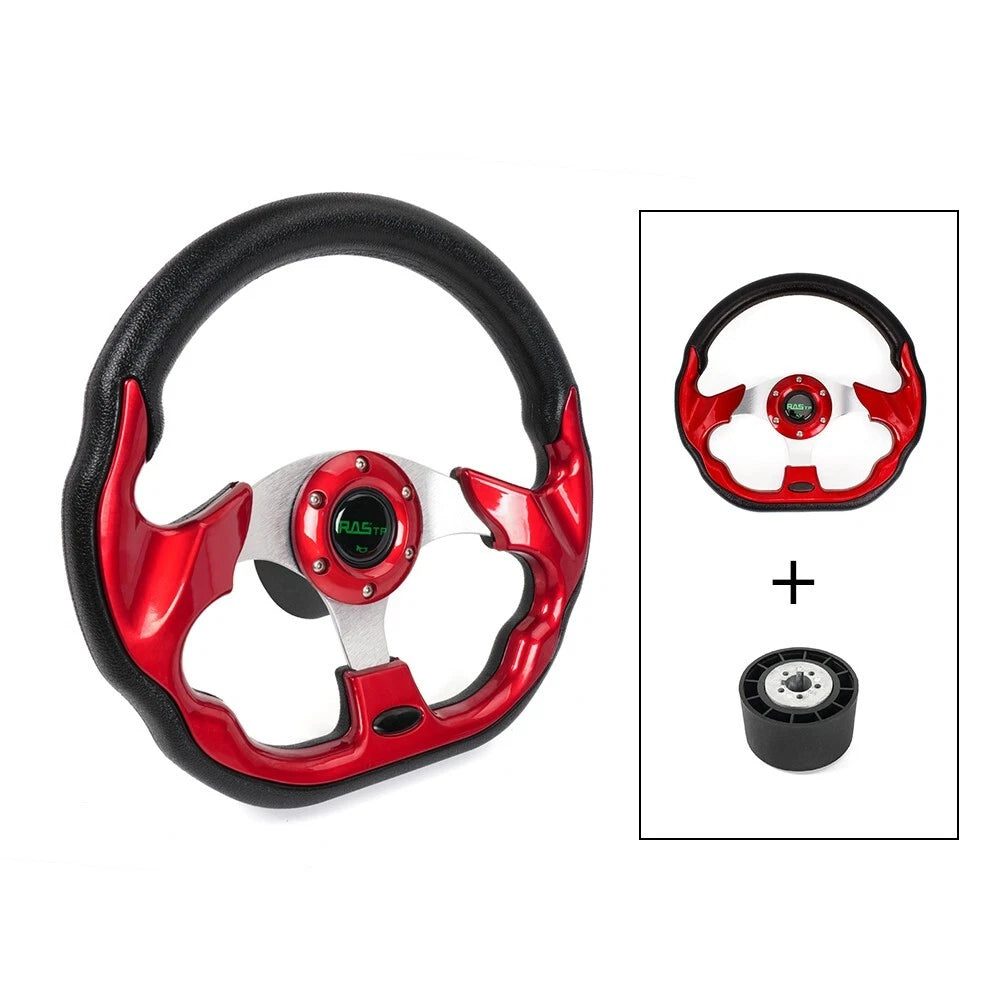 13" Red Marine Boat Steering Wheel with 3/4" Axle Hub Adapter