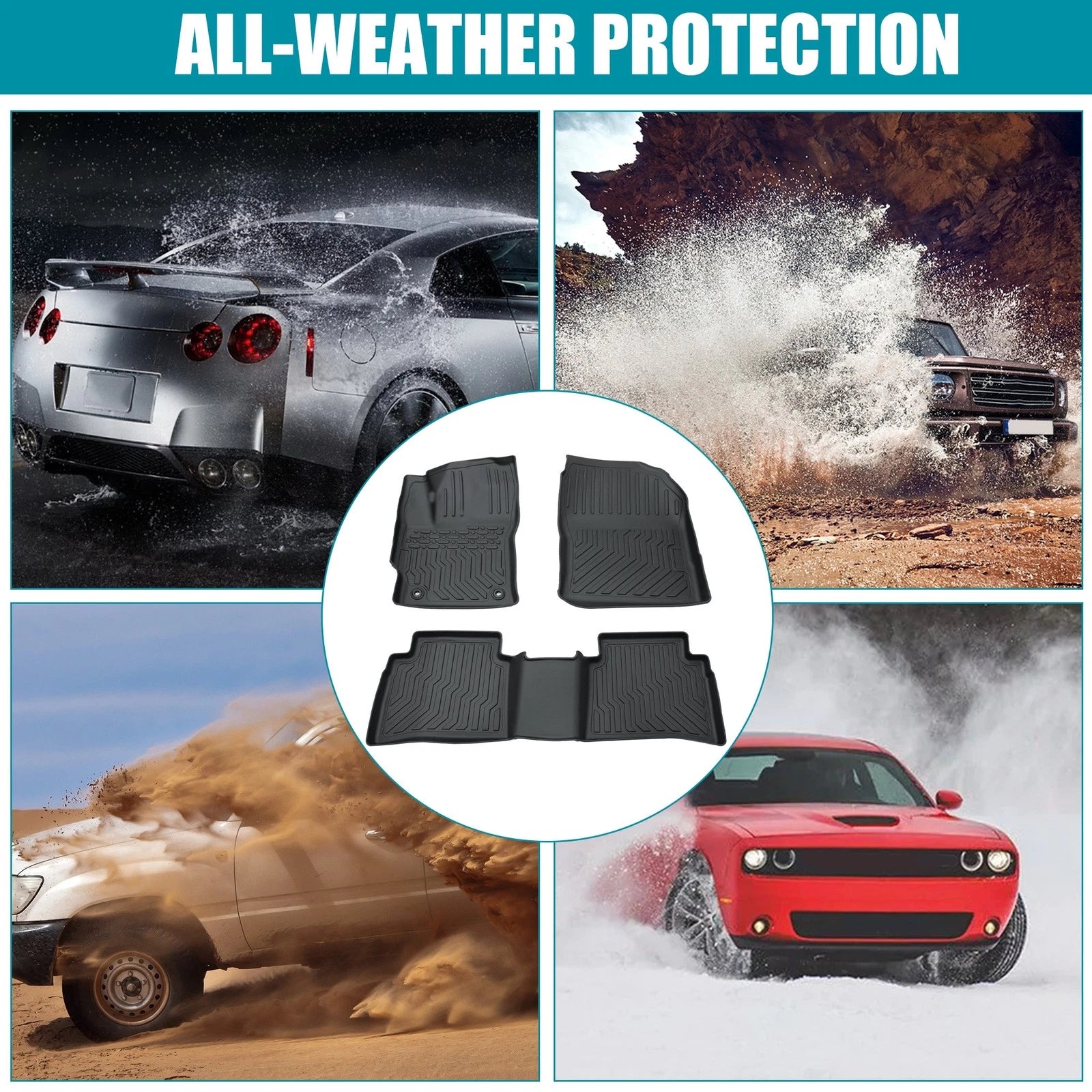 Set of 4 TPE Rubber Floor Mats for Toyota Corolla Hybrid (2020–2024)