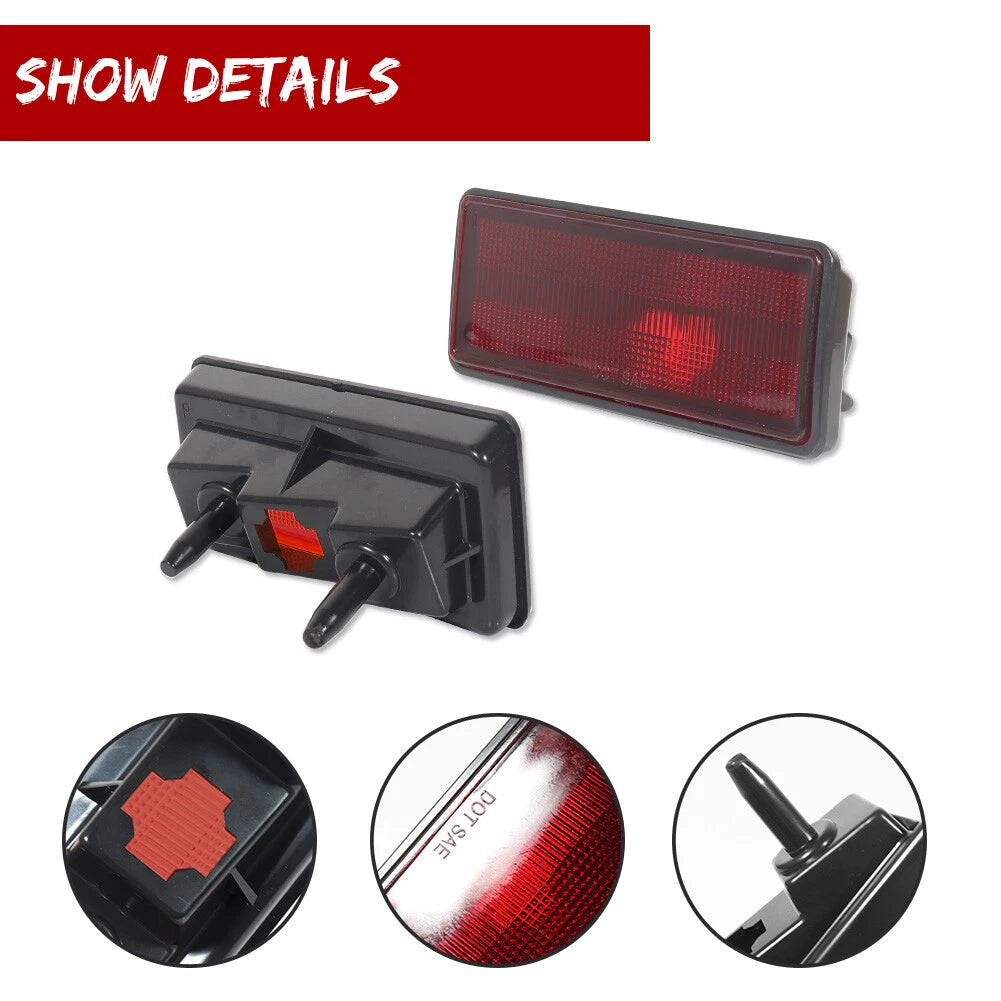 Set of 2 Rear Side Marker Lights for Chevy Corvette C3 (1974–1979) Red Lens
