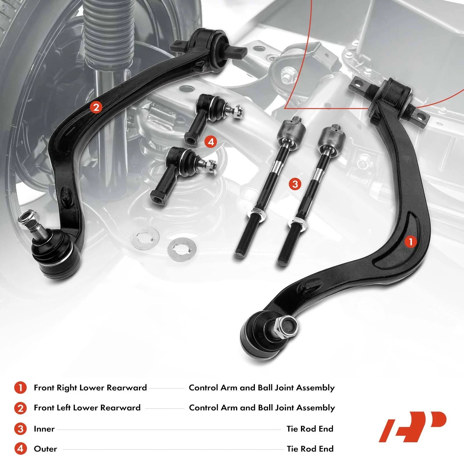 6X Front Control Arm Tie Rod End for Dodge Avenger Chrysler Sebring (2008-2014)