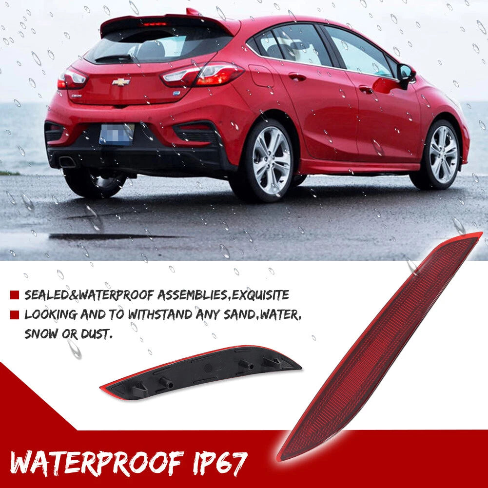 Set of 2 Rear Bumper Light Red Reflectors for Chevy Cruze (2016–2019)